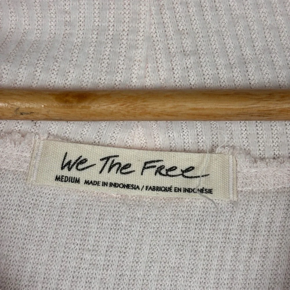 We The Free (Free People) Oversize Waffle Juicy Pink Cowl Neck Sweater Sz Medium